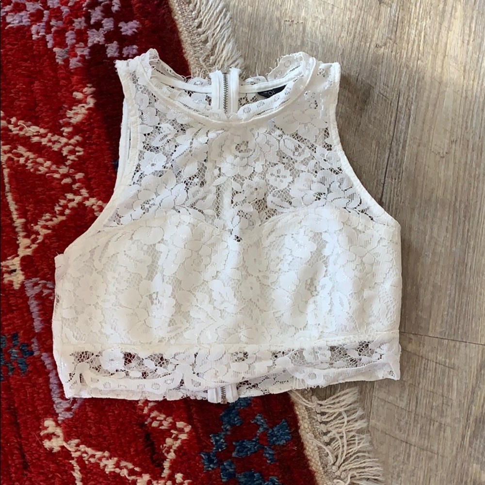 White lace crop top